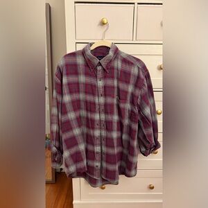 Van Heusen Men's Casual Plaid Shirt - Burgundy and Gray